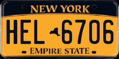 NY license plate HEL6706