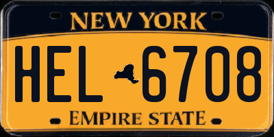 NY license plate HEL6708