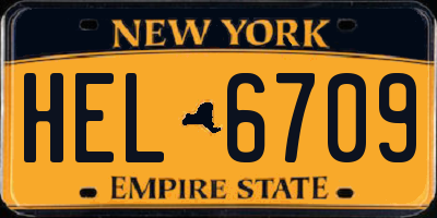 NY license plate HEL6709