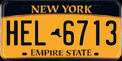 NY license plate HEL6713