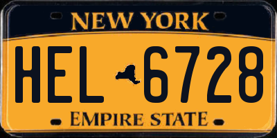 NY license plate HEL6728
