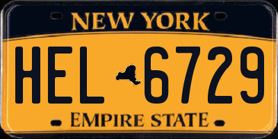 NY license plate HEL6729