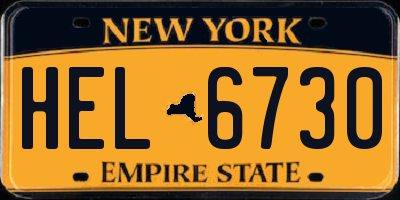 NY license plate HEL6730