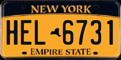 NY license plate HEL6731