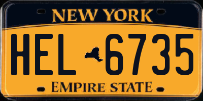 NY license plate HEL6735