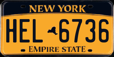 NY license plate HEL6736