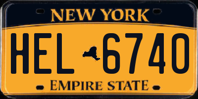NY license plate HEL6740
