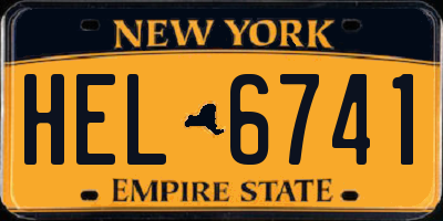 NY license plate HEL6741