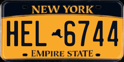 NY license plate HEL6744