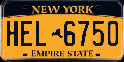NY license plate HEL6750