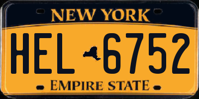 NY license plate HEL6752