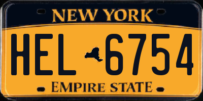 NY license plate HEL6754