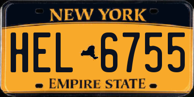 NY license plate HEL6755