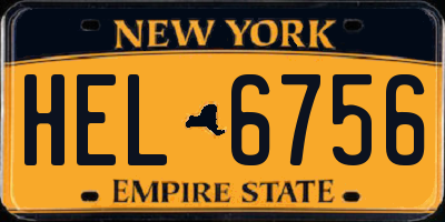 NY license plate HEL6756