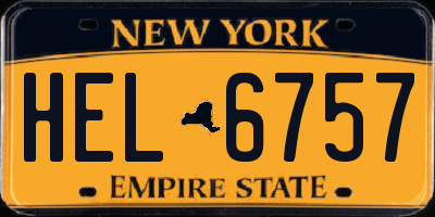 NY license plate HEL6757