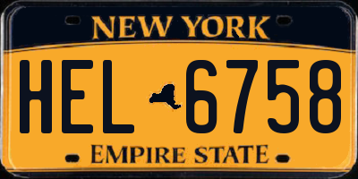 NY license plate HEL6758