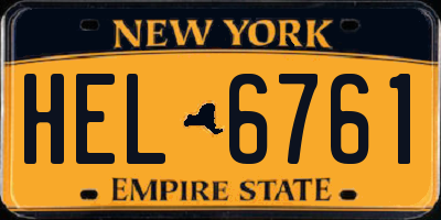 NY license plate HEL6761