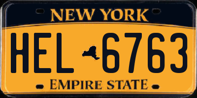 NY license plate HEL6763