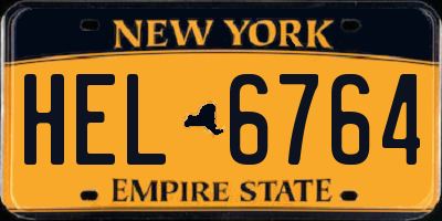 NY license plate HEL6764