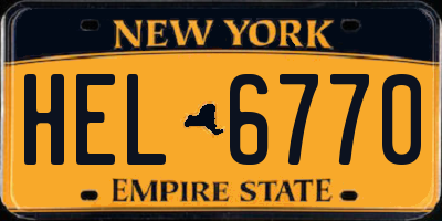 NY license plate HEL6770