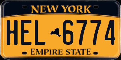 NY license plate HEL6774