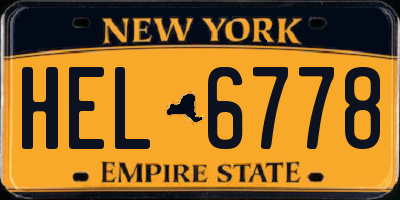 NY license plate HEL6778