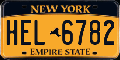 NY license plate HEL6782