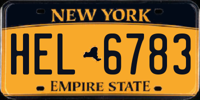 NY license plate HEL6783