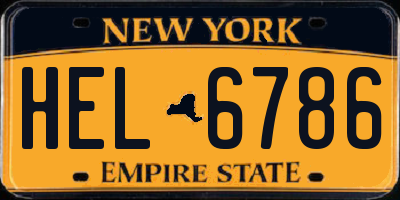 NY license plate HEL6786
