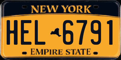 NY license plate HEL6791