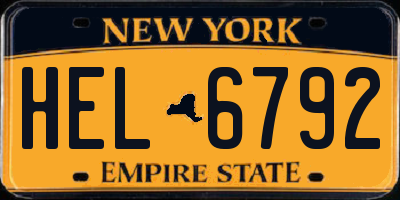 NY license plate HEL6792