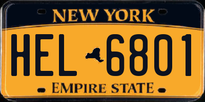 NY license plate HEL6801
