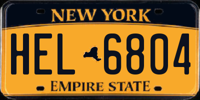 NY license plate HEL6804