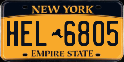 NY license plate HEL6805