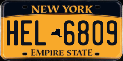 NY license plate HEL6809