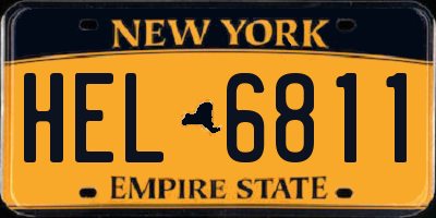 NY license plate HEL6811