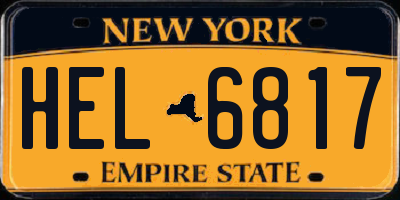NY license plate HEL6817