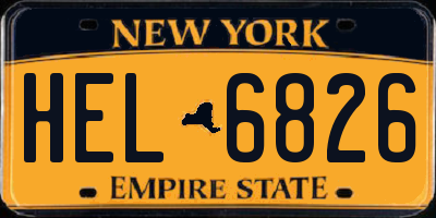 NY license plate HEL6826
