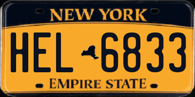 NY license plate HEL6833