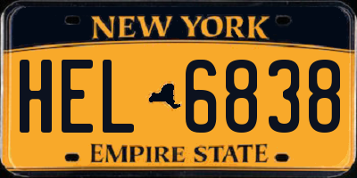 NY license plate HEL6838