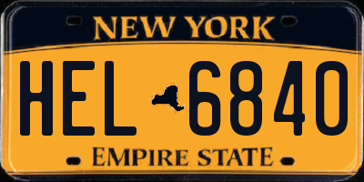 NY license plate HEL6840