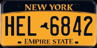 NY license plate HEL6842