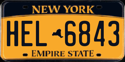 NY license plate HEL6843