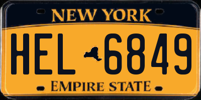 NY license plate HEL6849