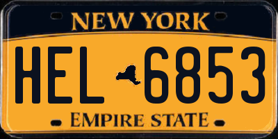 NY license plate HEL6853