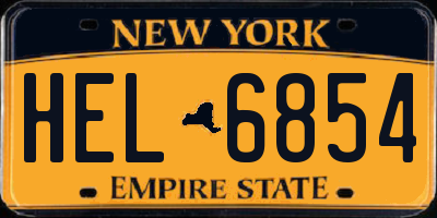 NY license plate HEL6854