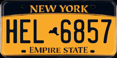 NY license plate HEL6857