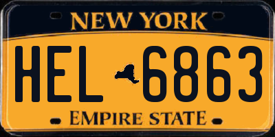 NY license plate HEL6863