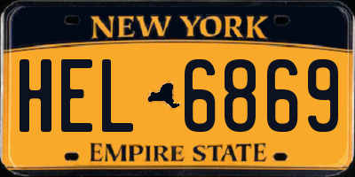 NY license plate HEL6869