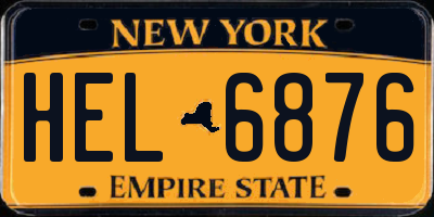 NY license plate HEL6876